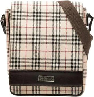 Burberry Pre-owned Cross Body Bags, female, Beige, Size: ONE SIZE Pre-owned Canvas Crossbody Bag