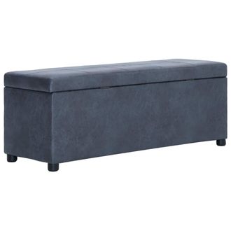 vidaXL Vidaxl - Banco Con Espacio De Almacenaje 116 Cm Piel Ante Sint&eacute;tica Gris