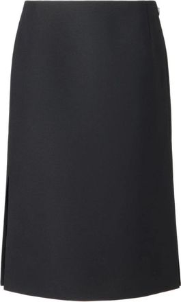 Fendi Wool and Silk Midi Pencil Skirt - Dames - Midirokken - Zwart - 2XS - Wol - Rokken