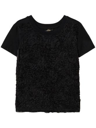 Twin-Set T-shirt met geborduurde bloemen - Zwart