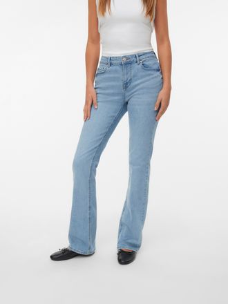 Vero Moda Bootcut-Jeans VERO MODA VMFLASH MR FLARED POCKET JNS RA3043 NOOS, Damen, Gr. XL, L&auml;nge 30, light blau denim, Denim/Jeans, Obermaterial: 85% Baumwolle,