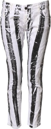 Ga&euml;lle Paris Stripes Mid Waist Cropped Capri Womens Jeans (Pre-Owned)