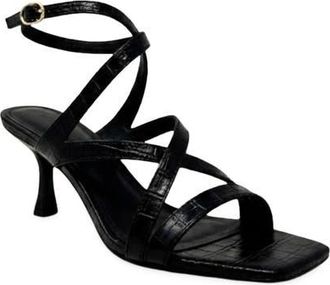 Shushop Gilda Ankle Strap Sandal in Black Croco at Nordstrom, Size 7.5