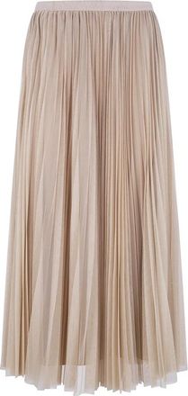Fabiana Filippi Geplooide Tule Midi Rok - Dames - Midirokken - Beige - M - Tule - Rokken
