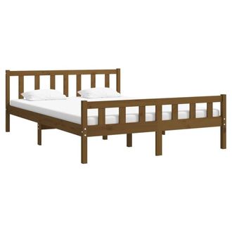 Berkfield Home Beautiful Bed Frame Honey Brown Solid Wood 120x200 cm | Size: Small Double