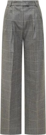 Des_Phemmes Hoge taille Glen check wijde broek - Dames - Wijde Broeken - Grijs - M - Leer - Broeken