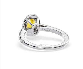 The Diamond Store Georgina Yellow Lab Diamond Oval Halo 1.60ct Ring in 18K White Gold - Elara Collection