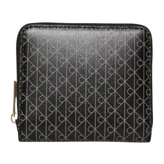 Calvin Klein Emblem Portemonnee met Rits - Dames - Accessoires - Zwart - Maat: ONE Size Poliester