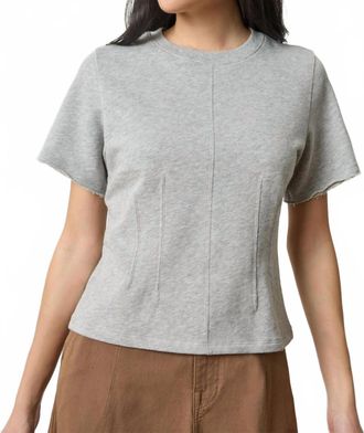 Lilla P Darted Elbow Sleeve Top In Heather Grey