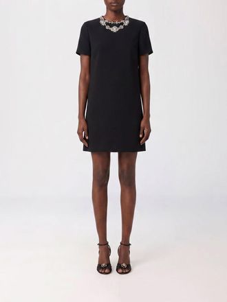 Valentino A-Line Mini Dress in Wool and Silk Cr&ecirc;pe with Crystal Embroidery