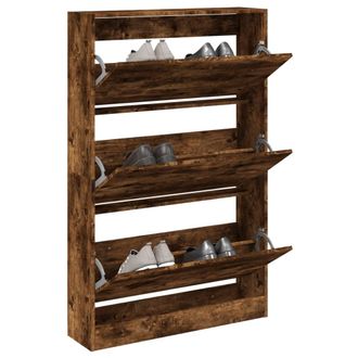 vidaXL Zapatero De Madera De Ingenier&iacute;a Roble Ahumado 80x21x125,5 Cm Vidaxl