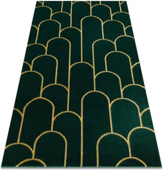 RugsX Rugsx - Tappeto emerald esclusivo 1021 glamour, elegante art deco, verde bottiglia / oro green 80x150 cm