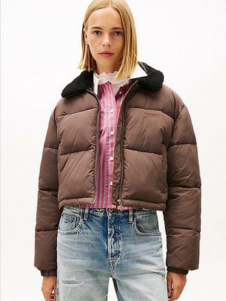 Tommy Hilfiger Teddy Collar Crinkle Puffer Jacket