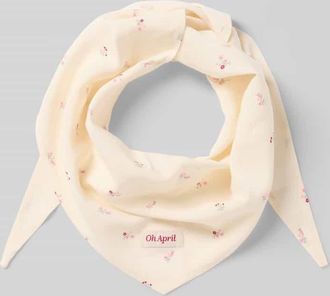 Oh April Schal aus reiner Viskose mit Logo-Patch Modell Nevi in Offwhite Melange, Gr&ouml;&szlig;e 1