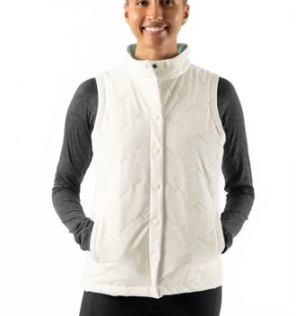 Rabbit Womens Dawn To Dusk Vest In Cloud Dancer/ivory/print
