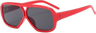 Generic Square Mens Outdoor Sunglasses Vacation Commuting Driving Womens Sun Glasses(Red)