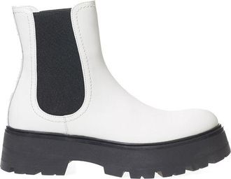 Alexander McQueen Black And White Leather Chelsea Womens Boots