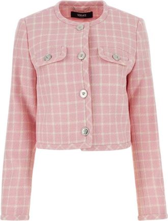 Versace Pink Checked Tweed Jacket