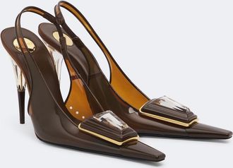 Saint Laurent Sibyl embellished TPU slingback pumps