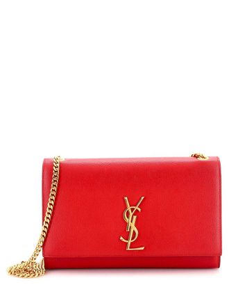 Saint Laurent Red Grainy Leather Classic Monogram Crossbody Medium (Authentic Pre-Loved)
