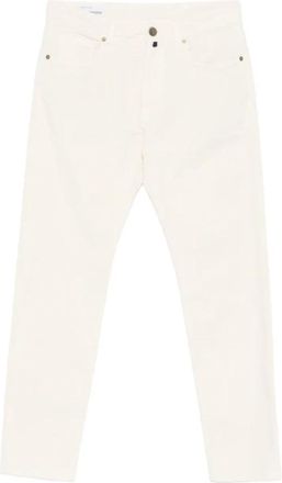 Incotex Slim-fit Corduroy Broek - Heren - Slim Fit Jeans - Wit - W33 - Katoen - Jeans