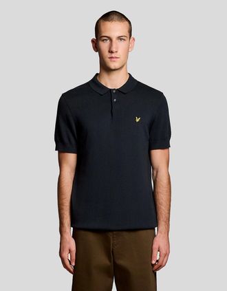 Lyle & Scott Lyle And Scott Mens Cotton Knitted Polo Shirt - Black - Size: 40
