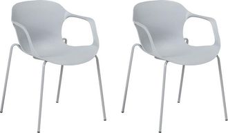 Beliani Conjunto De 2 Sillas De Comedor Gris Con Patas De Metal Estilo Moderno Industrial Elbert