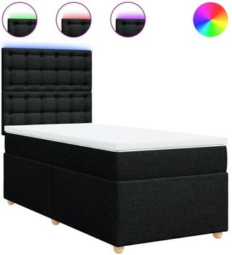 vidaXL Cama Box Spring Con Colch&oacute;n Tela Negro 90x190 Cm Vidaxl