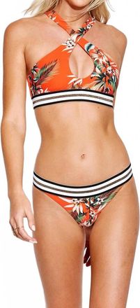 Seafolly Ocean Alley Cross High Neck Bikini Top In Tangelo