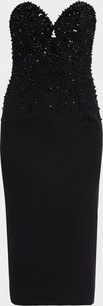 Pamella Roland Embellished Strapless Crepe Midi Gown