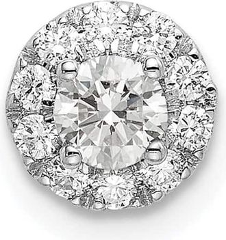 Diamond2Deal 14K White Gold Lab Grown Diamond Round Halo Pendant (0.33ct, VS, G-H)
