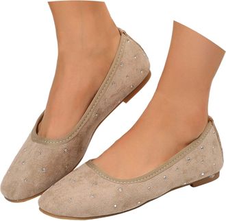 Generic Elegant Slip On Casual Shoes for Everyday Wear with Sparkling Details in A Low Profile Flat for Versatile Womens Footwear (Beige, 4.5)