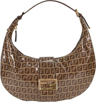 Fendi Zucchino Brown Canvas Handbag (Pre-Owned)