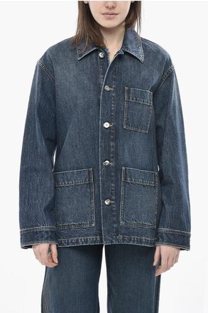 Bottega Veneta Dark-Wash Denim Shirt With Patch Pockets size 36