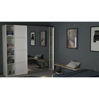 Dmora Dmora - Armario 2 Puertas Catalina, Muebles De Dormitorio, Vestidor, Armario De Ropa, 243x61 H220 Cm, Blanco Brillante