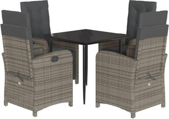 vidaXL Vidaxl - Set Comedor De Jard&iacute;n 5 Piezas Con Cojines Rat&aacute;n Sint&eacute;tico Gris
