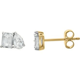 LuvMyJewelry Valessa 14K Gold Lab Grown Diamond Toi Et Moi Earrings - 1 Ct in 14K Yellow Gold at Nordstrom