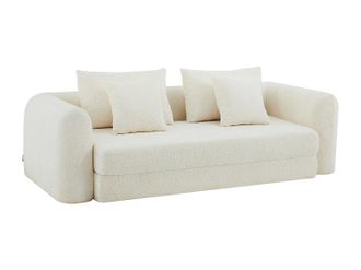 Vente-Unique Divano Letto 3 Posti Compatto In Tessuto Boucette Beige - Catono