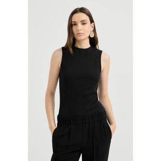 Brunello Cucinelli Cotton ribbed jersey top with monili in Black at Nordstrom, Size Xxx-Large