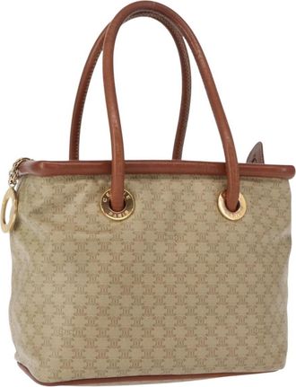 Celine Vintage Macadam Handbag Canvas And Leather Beige Canvas Handbag (Pre-Owned)