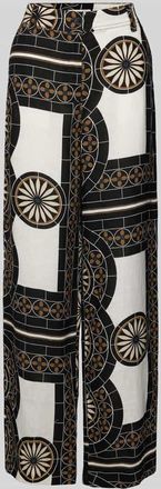 Marc O'Polo Loose Fit Leinenhose mit Allover-Muster in Black, Größe 38