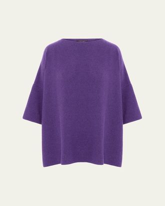 Eskandar Bateau-Neck Moss Stitch Cashmere Sweater