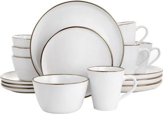 Elama Arthur 16 Piece Stoneware Dinnerware Set in White at Nordstrom