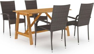 vidaXL Juego De Comedor Para Jard&iacute;n 5 Piezas Marr&oacute;n Vidaxl