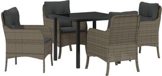 vidaXL Garden Dining Set with Cushion 5 pcs Grey Poly rattan vidaXL