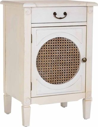 Wanderlust Deco Mesita de madera lacada y rejilla con 1 caj&oacute;n 46 x 36 x 68h cm