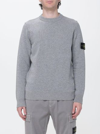 Stone Island Maglia girocollo in lana vergine con patch logo Compass
