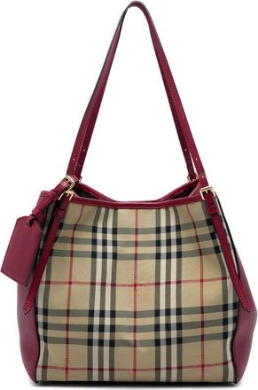 Burberry Pre-owned Burberry Small Haymarket Check Nylon and Calfskin Canterbury Tote Ladies 4Q5LE31APF590I11