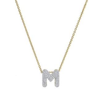 LuvMyJewelry Small Bubble Initial Letter 14K Yellow Gold Diamond Pendant Necklace in Gold M at Nordstrom