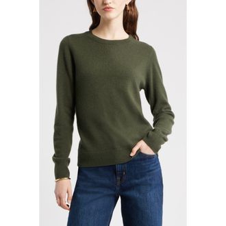 Nordstrom Cashmere Crewneck Sweater in Green Duffel at Nordstrom Rack, Size X-Large